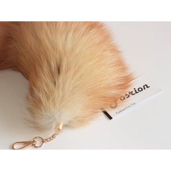 🆕Women Orange Fluffy Real Fox Tail Fur Keychain Pendant Cosplay Stylish Handbag - Picture 5 of 9